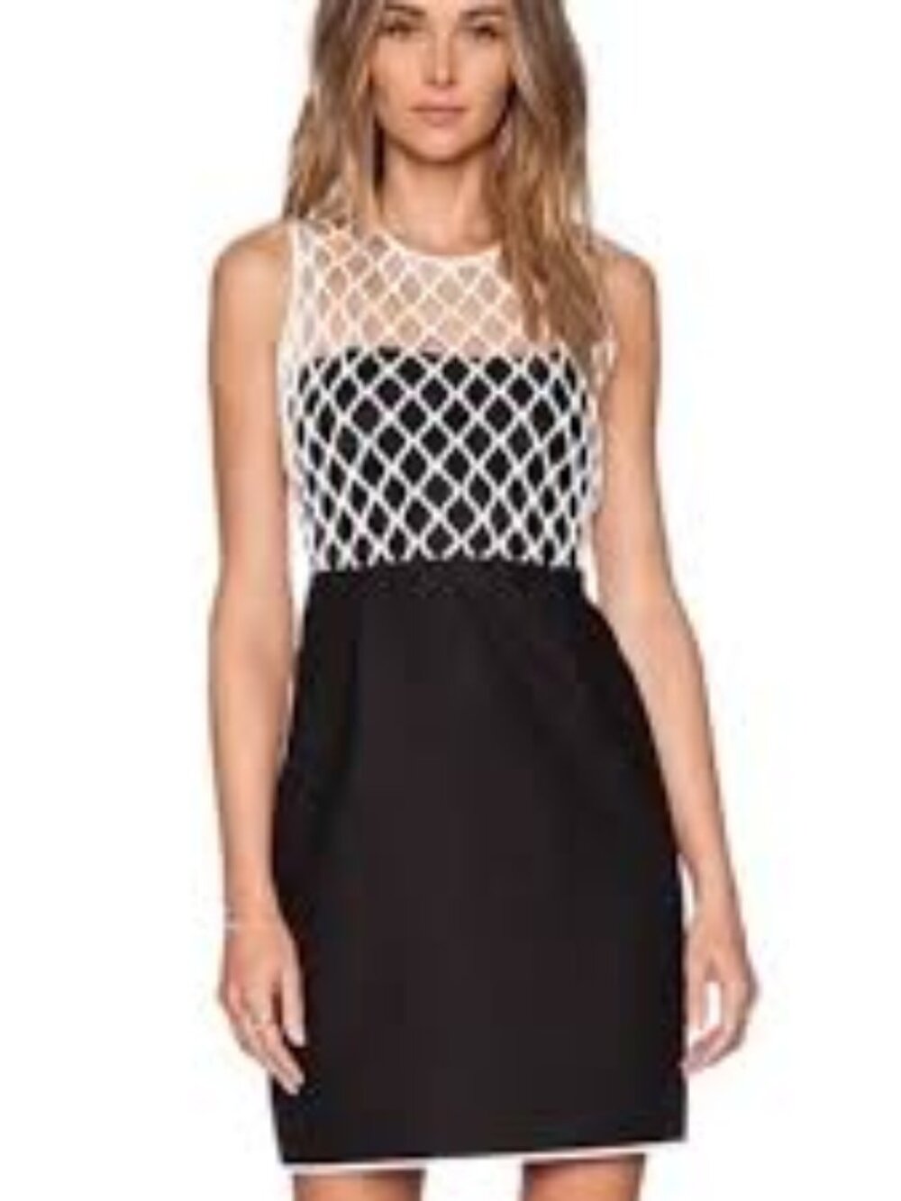 Diane von Furstenberg Leonora Netted Two-Tone Dress